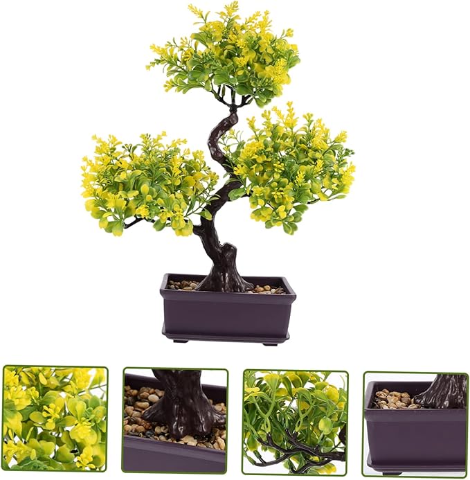 Cabilock Artificial Potted Plants Faux Bonsai Ornament for Home and Office Simulation Plants for Indoor Decoration Fake Potted for Bookshelf Desk and Living Room