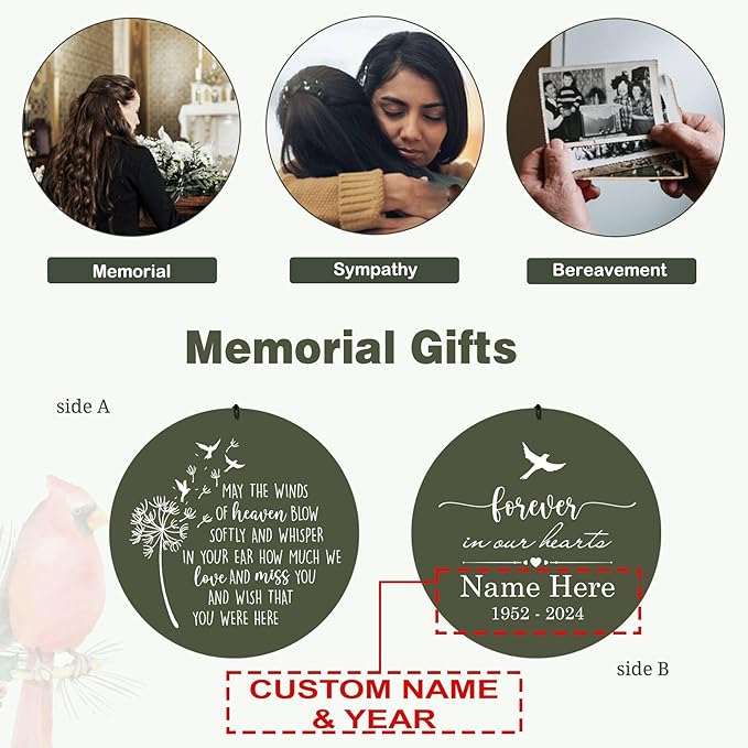 Personalized 30/36 inch Wind Chimes Memorial, Deep Tone Memorial Wind Chimes for Loss of Loved One/Mom/Dad, Sympathy Gifts for Bereavement