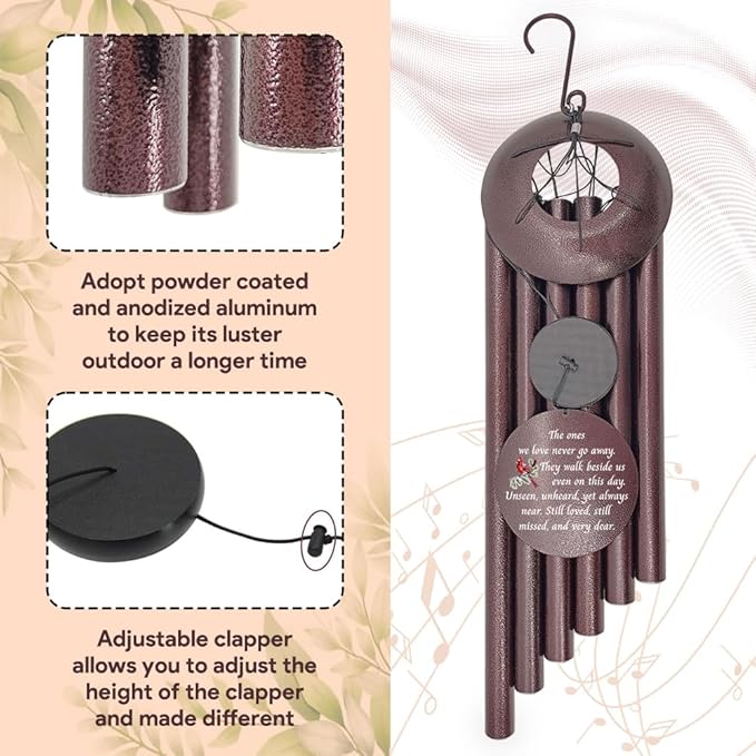 Personalized Wind Chime Memorial, Cardinal Memorial Gift, Sympathy Chimes, Wind Chimes for Loss of Loved One, In memory of a late friend, Bereavement/Sympathy for Remembrance, Product in USA
