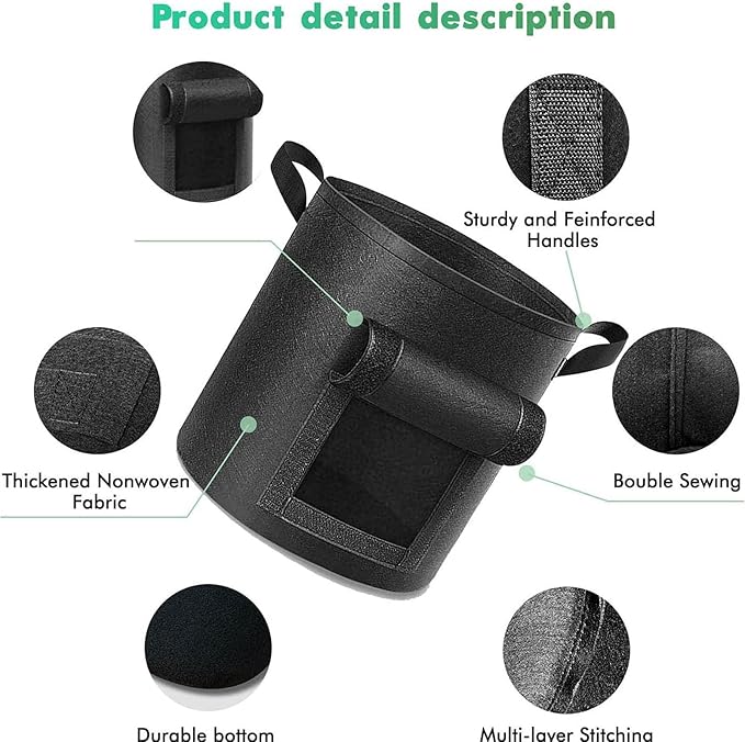 3 Pack of 10-Gallon Potato Planting Bags with Harvest Viewing Window, Thickened Breathable Non-Woven Planters with Handles - Ideal Fabric Planting Containers for Plant Potatoes (Khaki/Green/Black)