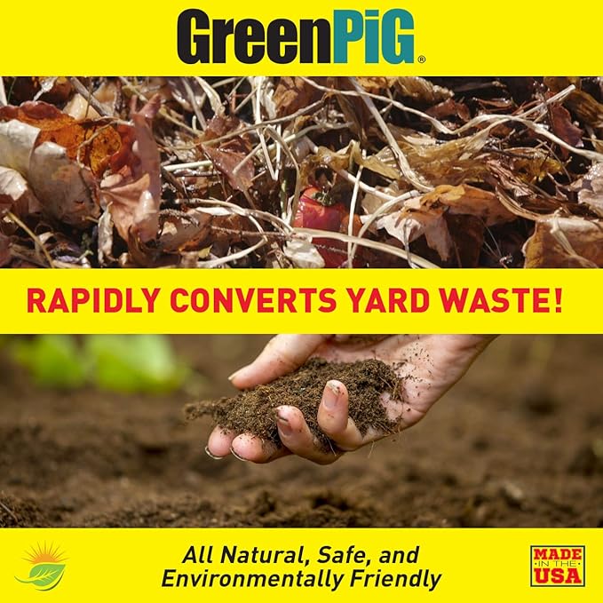 GREEN PIG Compost Accelerator Converts Yard Waste to Fertile Humus in 30 Days and Helps Control Odors Associated with Compost Piles, 1 Bag (12 Dissolvable Packets)