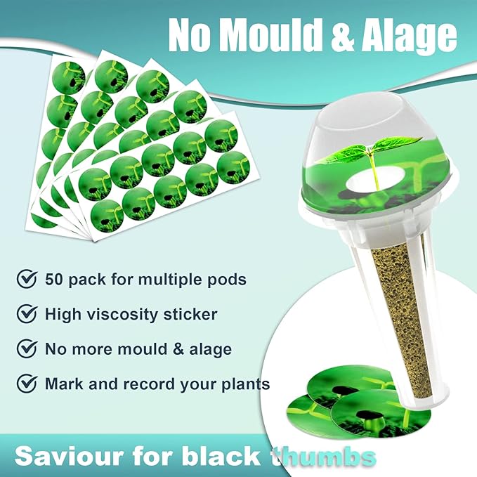 124 pcs Seed Pod Kit for Aerogarden, Grow Anything Kit for Indoor Hydroponics Garden, Hydroponics Supplies with 50 Grow Sponges, 50 Pod Labels, 12 Baskets, 12 Planting Domes