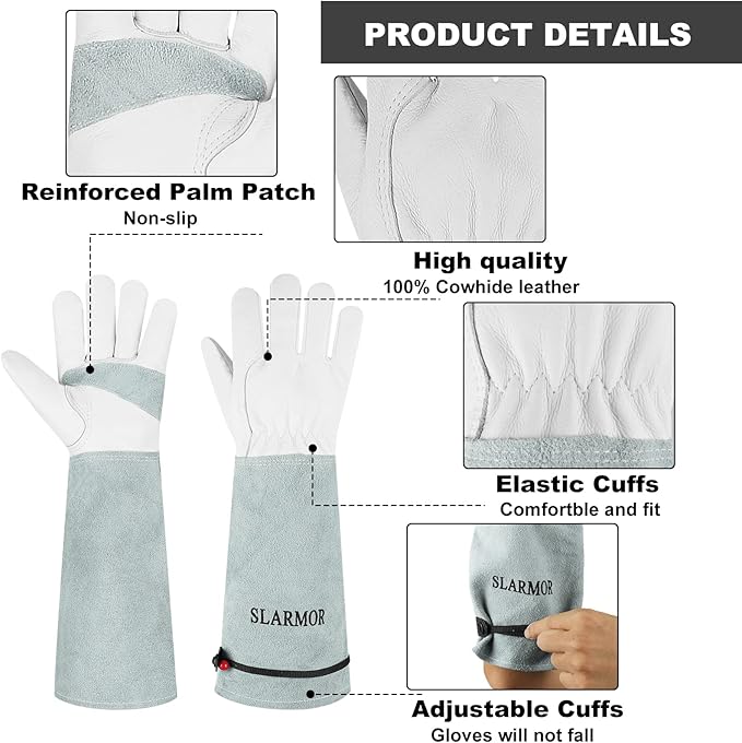 Long Gardening-Gloves Women/Men-Thorn proof Rose Pruning Heavy Duty Gauntlet, Best Garden Gifts for Gardener-XL