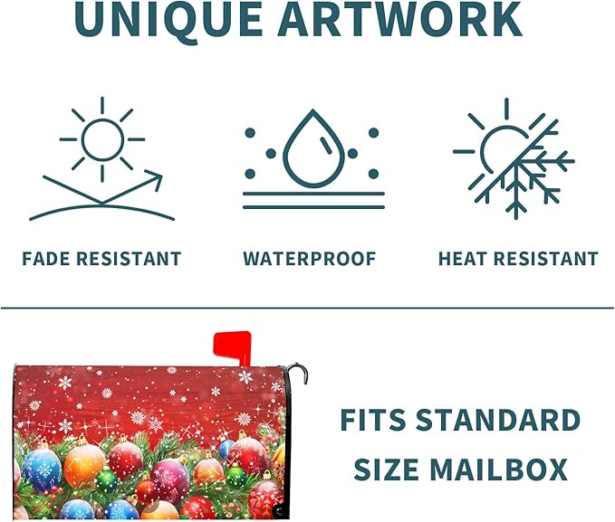Red Christmas Mailbox Covers Magnetic Christmas Tree Snowflakes Mailbox Covers Magnetic Standard Size 18" X 21" Winter Mailbox Wraps Post Letter Box Cover Garden Yard Home Decor for Outdoor