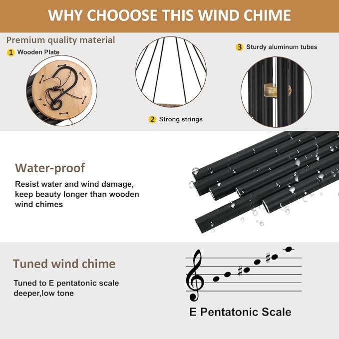 ASTARIN Windchimes Outdoors with Engraved Lifetree, Memorial Wind Chimes for Outside, 30 Inch Windchime Outdoor, Memorial Wind Chimes as Sympathy Gift, Outdoor Decorations for Your Garden, Patio.