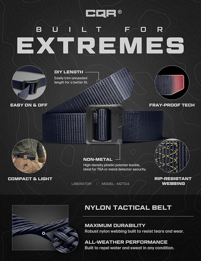 CQR Tactical Belt, Military Style Heavy Duty Belt, Webbing EDC Quick-Release Buckle