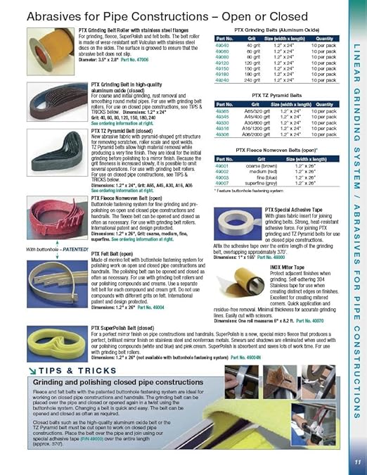 CS Unitec | PTX Fleece Nonwoven Belts | Open Superfine Metal Torque Polisher Tool Attachment | 26" Long x 1.2" Wide