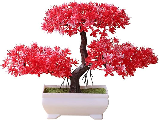 Talent Star Artificial Bonsai Tree Juniper Faux Plants Indoor Small Fake Plants Decor with Pots for Home Table Office Desk Bathroom Shelf Bedroom Living Room Farmhouse Decorations Wedding Tabletop Red