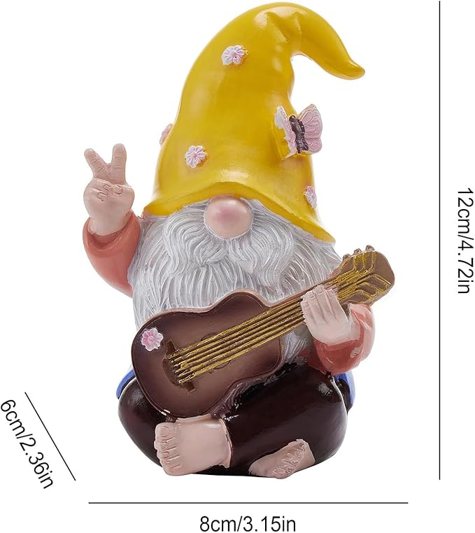Garden Hippie Gnome Decor Statue,Funny Garden Gnomes with Peace Sign Decor Outdoor ，for House,Lawn,Patio and Porch, Gifts for Friend,Family. (Yellow)