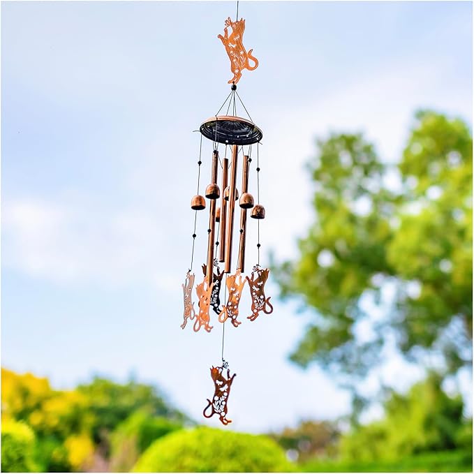 Cat Wind Chimes for Outside,Cat Gifts for Women Men/Memorial Gifts/Birthday Gift/House Warming Gift Metal windchimes Outdoors/Indoors,Garden Decor,Patio,Home,Porch,Yard Decor