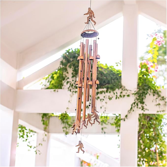 Extra Large Bigfoot Wind Chimes Outdoor Big Foot Sasquatch Gifts for Men Women Mom Dad Birthday Gardening Gifts Metal WindChimes for Outside/Indoors, Lawn, Patio, Yard Decor, Garden Decorations