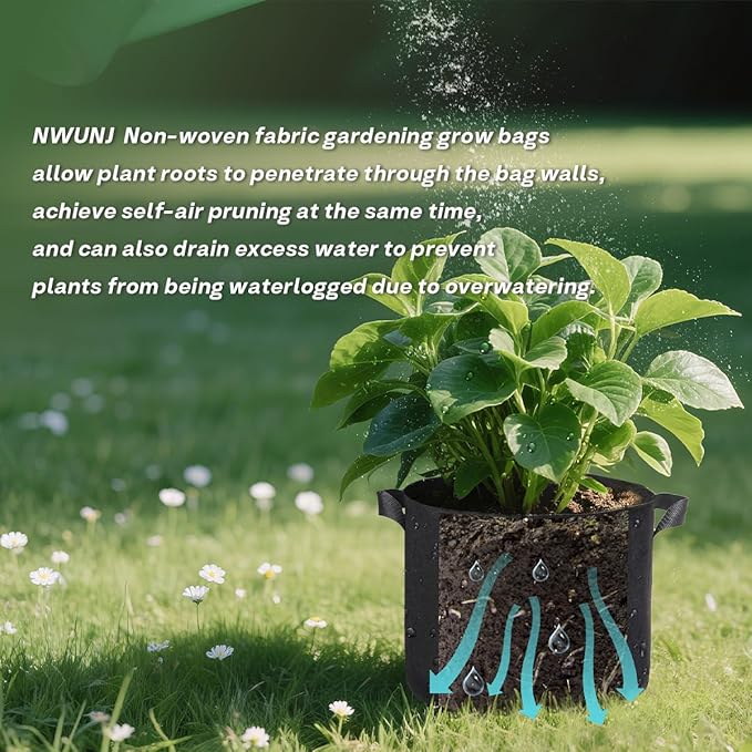 10 Packs 10-Gallon Grow Bags,Heavy-Duty Thickened Non-Woven Fabric,for Planting Plants, Suitable for Indoor, Outdoor, Garden and Underground.