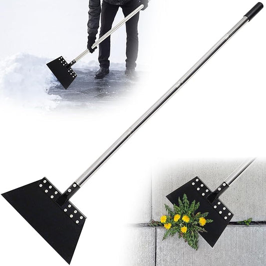 Garden Flat Shovel 65in Floor Scraper Long Handle Heavy Duty Weed Scraper with 11in Spring Steel Blade Multifunctional Cleaning Shovel for Ice, Snow, Weed, Dirty, Moss, Driveway, Lawn Edging
