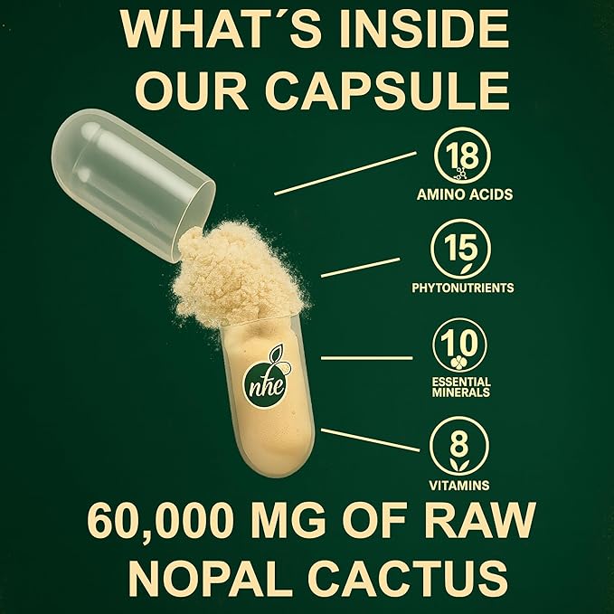 Nopal Cactus Capsules - Freeze Dried Prickly Pear Extract - Fiber Supplement for Metabolic Health Support - Rich in Betalains & Nitrates - Non-GMO - 120 Veggie Caps (1 Bottle)