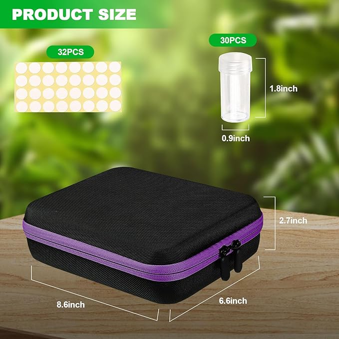 Tefola 30 pcs Seed Storage Organizer, Seed Organizer Storage Box with 30 Label Sticker, Flower Plant Garden Seed Storage Containers Can Be Used for Seeds, Jewelry, Diamond Storage（Purple）