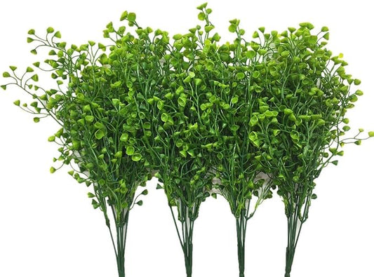 CATTREE Artificial Shrubs Bushes, Plastic Fake Green Plants Wedding Indoor Outdoor Home Garden Verandah Kitchen Office Table Centerpieces Arrangements Christmas Decoration - Green 4 pcs