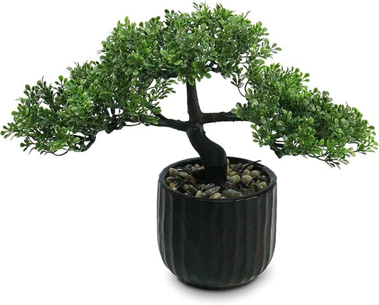 Artificial Bonsai Tree - Small Faux Bonsai Plants Indoor Japanese Fake Greenery Potted Plant with Ceramic Pot for Home Office Bedroom Living Room Bookcase Indoor Shelf Porch Decoration (14 x10.5 in)