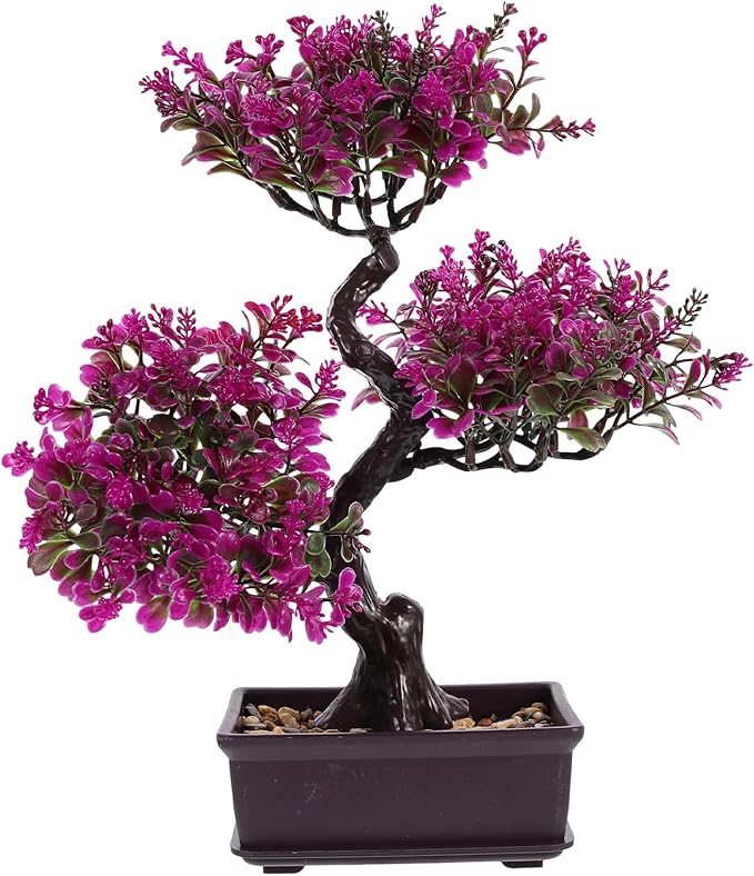 Cabilock Artificial Bonsai Tree 14 Inches Faux Juniper Plant with Ceramic Pot Indoor Decor for Desk Shelf Bathroom Bedroom Office Home Decoration
