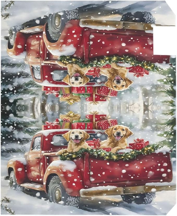 ALAZA Christmas Red Truck Dog Snowflakes Magnetic Mailbox Cover MailWraps Garden Yard Home Decor for Outside Oversized-25.5" x20.8"