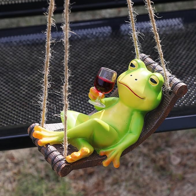 Garden Frog Statues for Garden Decor Cute Resin Hanging Decorations for Indoor Outdoor Tree Ornaments Figurines for Outside Gifts for Mother Day Christmas