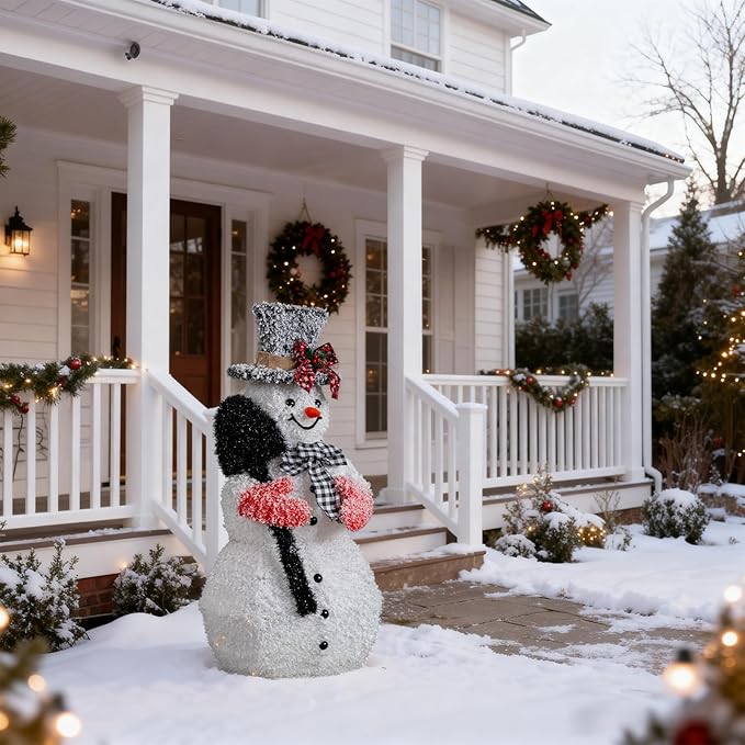 VINGLI 3FT Lighted Snowman Christmas Decorations Outdoor Indoor, Prelit LED Outdoor Christmas Yard Snowman Decor for Lawn Garden Patio Pathway Front Porch Home Holiday Winter Xmas Party Display