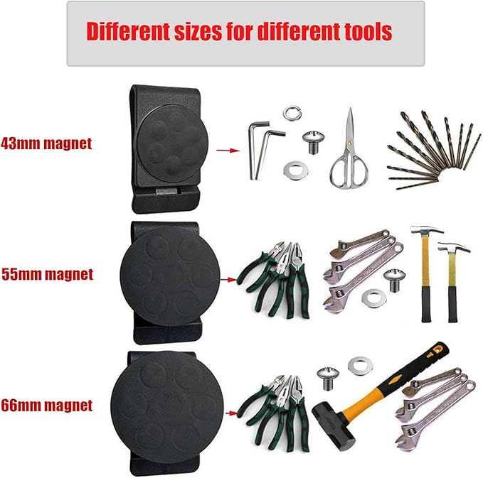 XXHong Belt Magnetic Clips Heavy Duty Magnetic Tool Holder Black Magnet Belt Organizer for Screws Nails Screwdrivers Wrench Metal Accessories 2 PCs