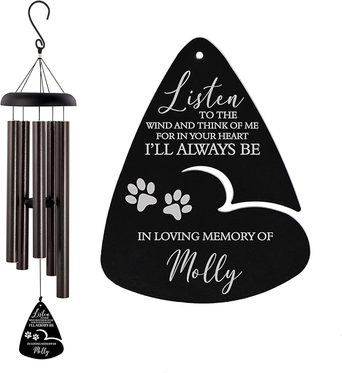 Personalized Listen to The Wind Pet Memorial Wind Chime (44" Black)