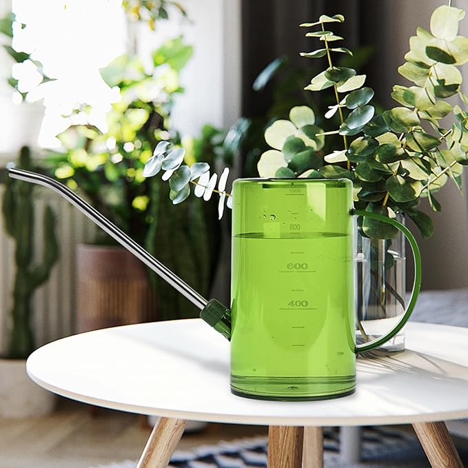 Plastic Watering Can - with Long Spout - 1/4 Gallon - 34 Oz - Green