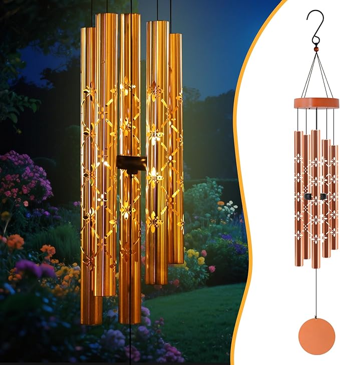 46in Solar Wind Chimes for Outside Clearance,Birthday Gifts for Women Grandma Wife Sister, Solar Lights Outdoor Wind Chimes for Garden Yard Patio Porch Decor,Rose Golden