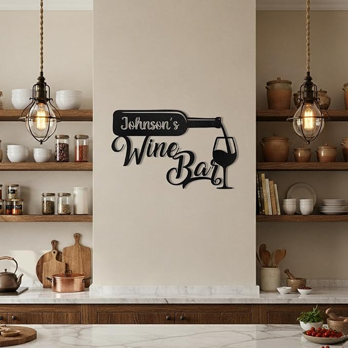 Personalized Kitchen Metal Signs, Kitchen Wall Decor, Custom Name Sign, Coffee Bar Decor, Rustic Metal Wall Art Decoration for Kitchen, Farmhouse, Dining Room, Customized Housewarming Gifts