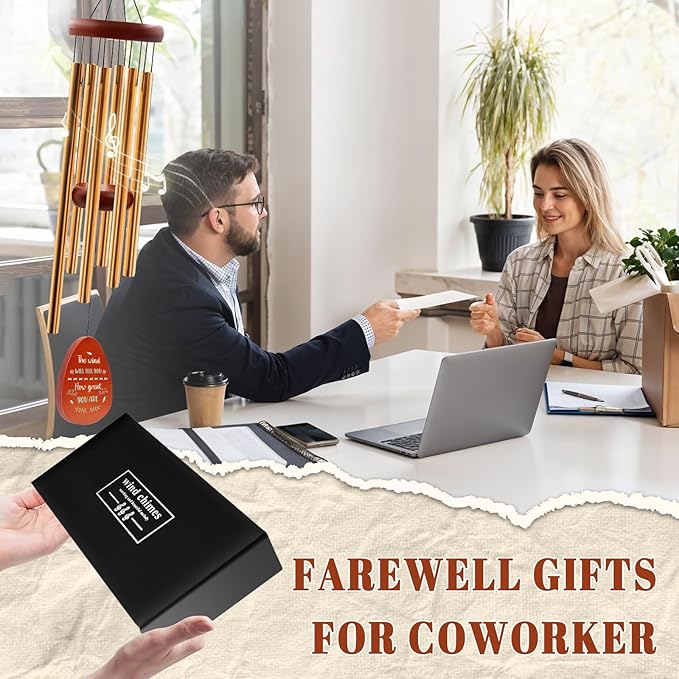 Farewell Gifts for Coworkers Wind Chimes, Retirement Gifts for Women Men, Coworker Leaving Gift for Christmas Thanksgiving, Going Away Gift Wind Chime