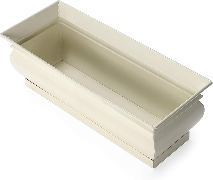 H Potter Herb Pots Indoor Planters with Drainage and Tray White Succulent Planter Window Sill Box Large Rectangular Outdoor Kitchen Flower Pot Garden Succulents Plants Ivory