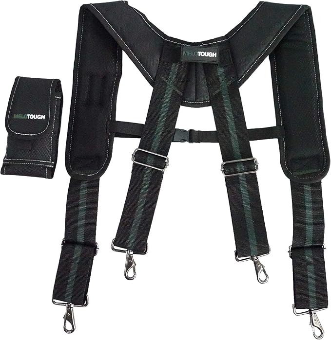 MELOTOUGH 28-Pocket Pro Framer's Combo Apron Tool Belt and Heavy Duty Padded Suspenders with Magnetic Desinger for Technician/Maintenance/Carpenter/and Electrician's Tools(Olive Green)