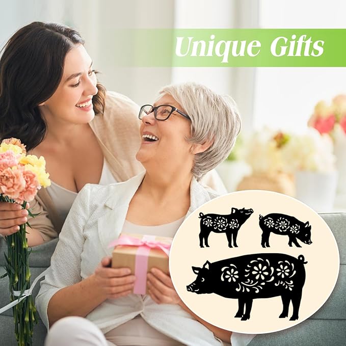 Pig Metal Garden Stakes Decorative,Pig Gifts for Women/Men/Pig Lovers Gifts,Black Pig Silhouette Statues Garden Decor for Outside,Outdoor Decor,Yard Art,Patio,Lawn Ornaments