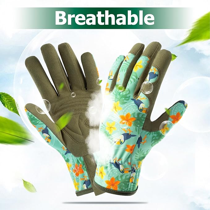 Garden Gloves for Women, Leather Garden Glove for Women Thorn Proof No Stab for Gardening, Weeding, Working, Digging, Planting, Pruning