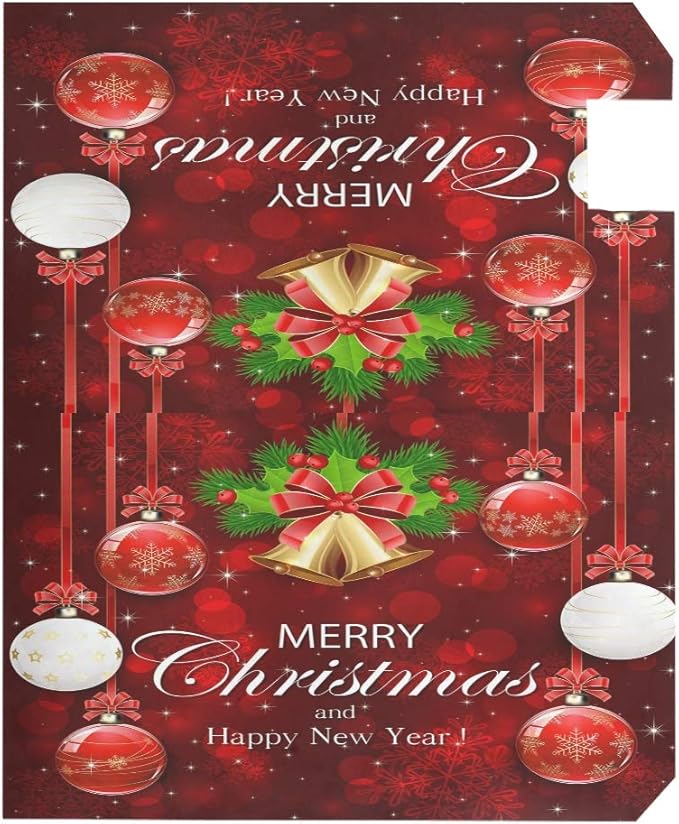 ALAZA Christmas Happy New Year Magnetic Mailbox Cover with Christmas Bells and Holly Berries Red MailWraps Garden Yard Home Decor for Outside Standard Size-18"x 20.8"
