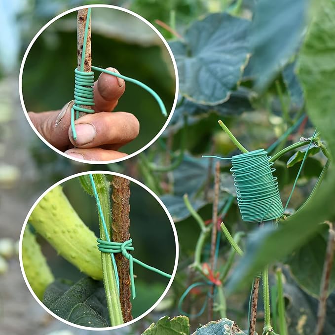 118ft Soft Green Twist Garden Ties with 20PCS Clips for Plants - 2mm Diameter
