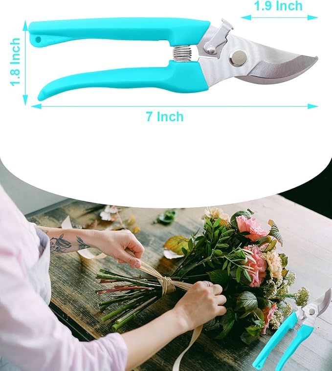 Pruning Shears for Gardening, 4 Pack Garden Scissors for Cutting Fresh Flowers, Floral Clippers for Plants, Fruits (Blue)
