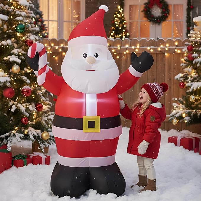 TRMESIA 4 Foot Christmas Inflatable Christmas Blow up Santa Claus Decoration with LED Lights Indoor Outdoor Graden Yard Party Holiday Decor