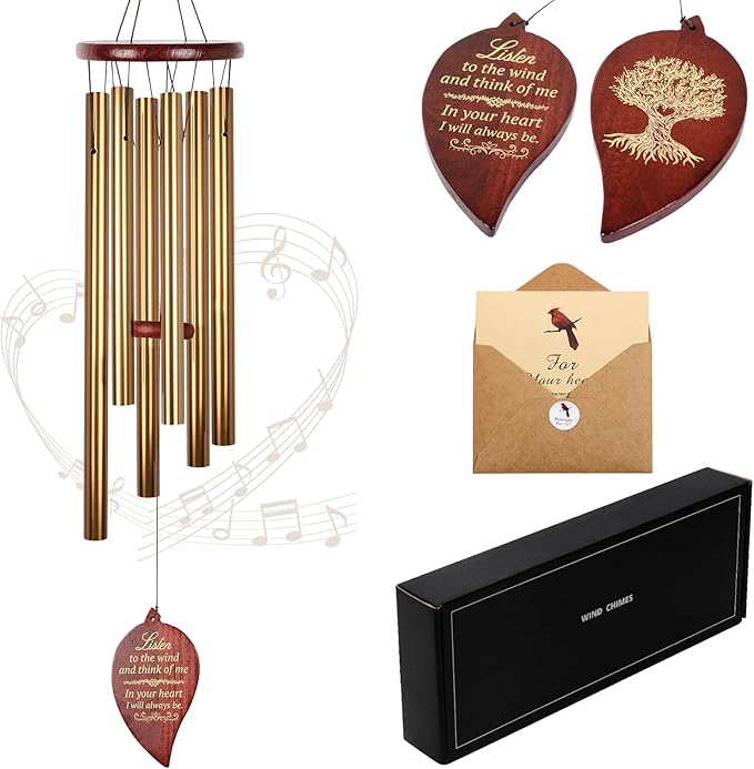 Memorial Wind Chimes Gift, Windchime for Loss of Loved one, Outside deep Tone Large aluminiu, Bereavement Memorial Gifts Sympathy Wind Chimes,Unisex Gift Garden Decor,mom,Grandmother,Women Gifts