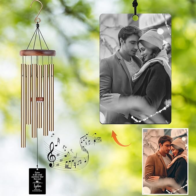 Memorial Wind Chimes Engraved Personalized Wind Chimes for Loss of Loved One,Sympathy Wind Chimes for Outside,Bereavement/Remembrancegifts for Loss of Mother Father