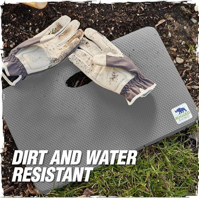 Rugged Rhino Heavy Duty Patent Pending Kneeling Pad, Shock Absorbent Thick Knee Pads, Holds Up to 300 lbs, Protect Knees from Hard Concrete Surfaces, for Mechanics, Yard Gardening, Gym, Slate Gray