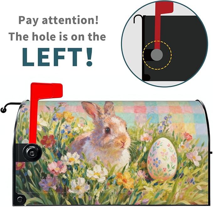 Spring Easter Bunny Floral Mailbox Covers Magnetic Standard Size Pastel Pink Plaid Rabbit Flower Egg Holiday Outdoor Seasonal Decorative Letter Box Cases for Home Garden Outside Decor, 21x18 Inch