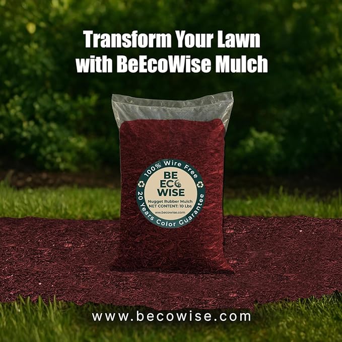 – 100% Wire-Free Premium Grade Shredded Rubber Mulch for Playgrounds & Landscaping | Safe for Kids & Pets, No Replacement Needed, Ultra Durable | Red, 20 lb (1.2 cu ft)