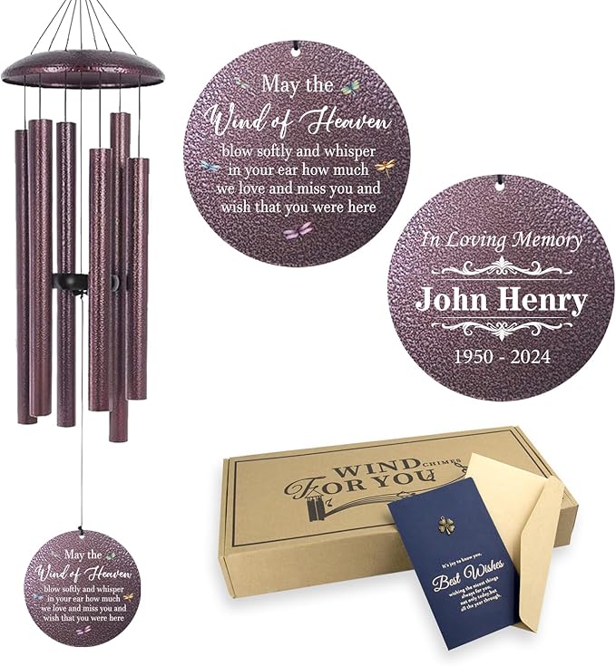 ASTARIN Large Memorial Wind Chimes for Loss of Lover, Personalized Sympathy Gift Dragonfly Wind Chime, Condolence Gifts for Funeral Loss of Mom Dad