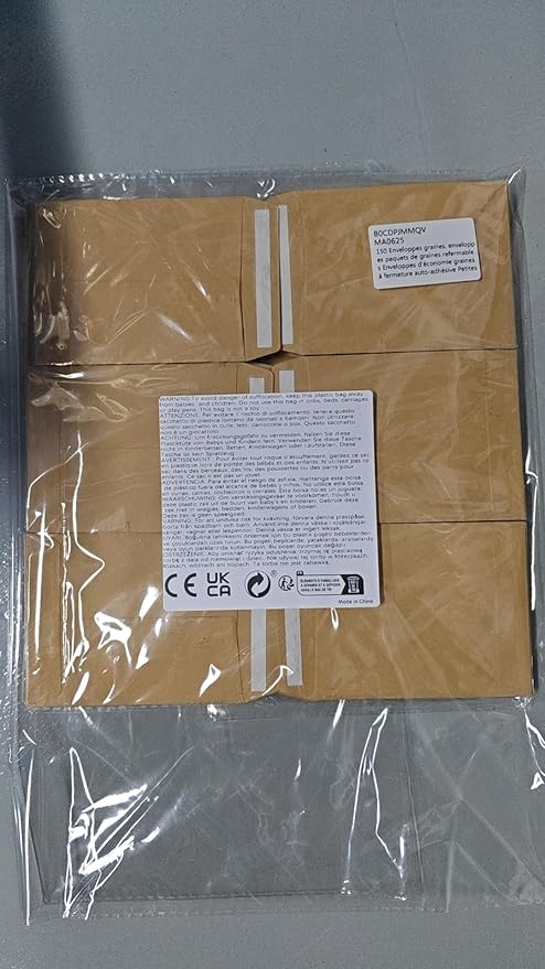 150 Pcs Seed Envelopes, Resealable Seed Packets Envelope Self Adhesive Sealing Seed Saving Envelopes Small Brown Paper Seed Storage Envelopes 3.1x4.7 Inch for Collection of Flower Vegetable Seeds