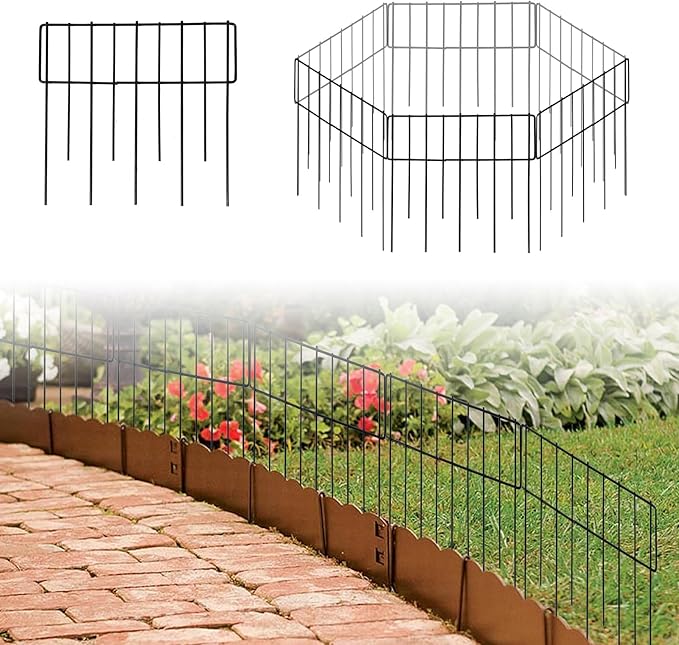 Confote Animal Barrier Fence, 10 Pack 10.8ft(L) x 12.6in(H) Decorative Garden Fence Rustproof Metal No Dig Fencing Border for Landscape Patio Yard Outdoor