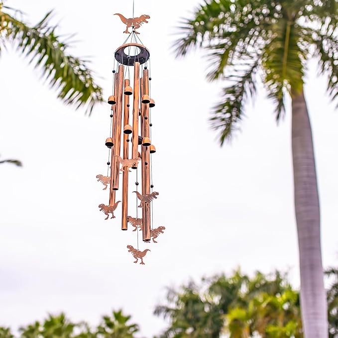 Extra Large Dinosaur Wind Chimes Outdoor Dinosaur Gifts for Women Men Mom Gardening Birthday Gifts Metal Memorial WindChimes for Outside/Indoors, Lawn, Patio, Yard Art, Garden Decor, Yard Decoration