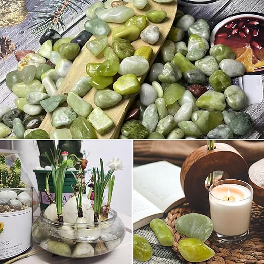 40lbs Jade River Rocks for Landscaping, 2-3 Inch Natural Pebbles for Indoor Plants, High Polished Decorative Stones Garden Outdoor and Indoor DIY Vase Filler Fish Tank Aquariums