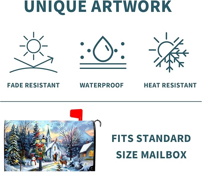 Winter Magnetic Mailbox Cover Blue Christmas Mailbox Cover Magnetic Standard Size 21 X 25.5 Inch Snowflakes Snowman Mailbox Post Cover Mailbox Wraps Mailbox Decor for Home Garden Outdoor Yard